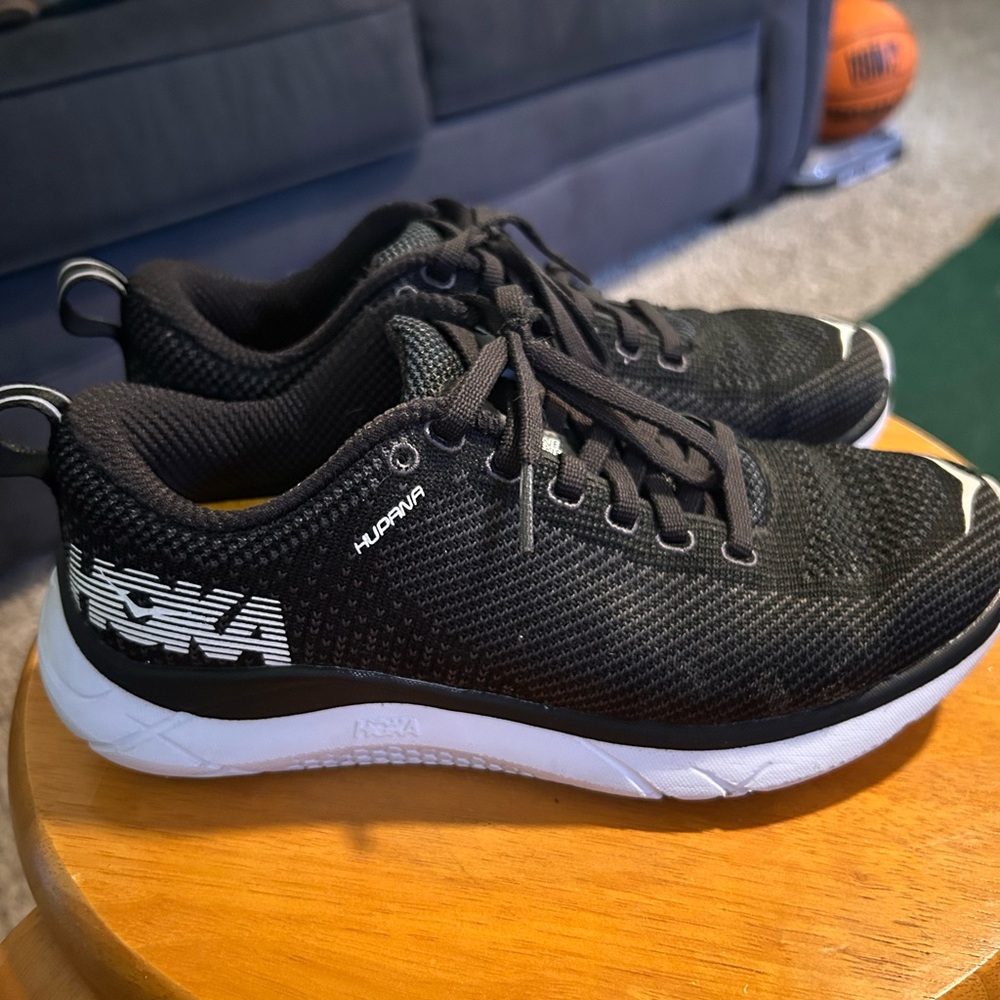Hoka Black and White Athletic Shoes